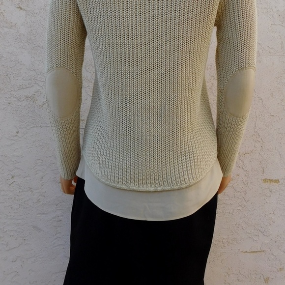 ST.JOHN Beige Wool Silk Metallic Cardigan Sweater - Picture 6 of 7